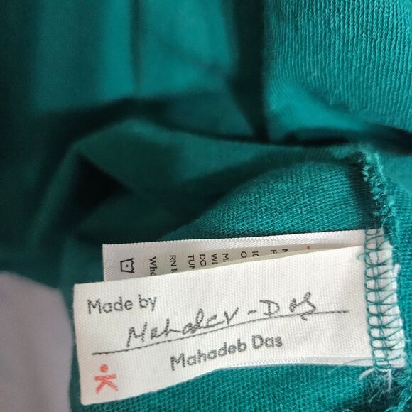 New Known Supply Organic Cotton Kelly Green Babydoll Boxy Top SZ Large Lagenlook - Picture 7 of 7